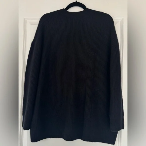 NWT! QUINCE Mongolian Cashmere Oversized Boyfriend Cardigan Sweater Black Small - Picture 4 of 11